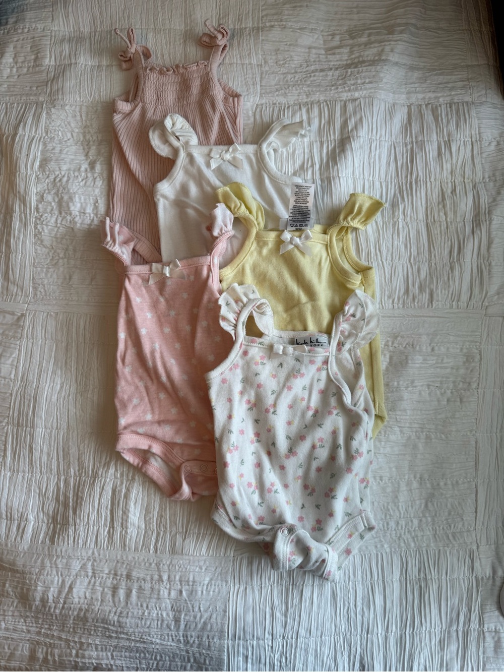 Nicole Miller Baby Girls Onesie Set in Pink, White, Yellow